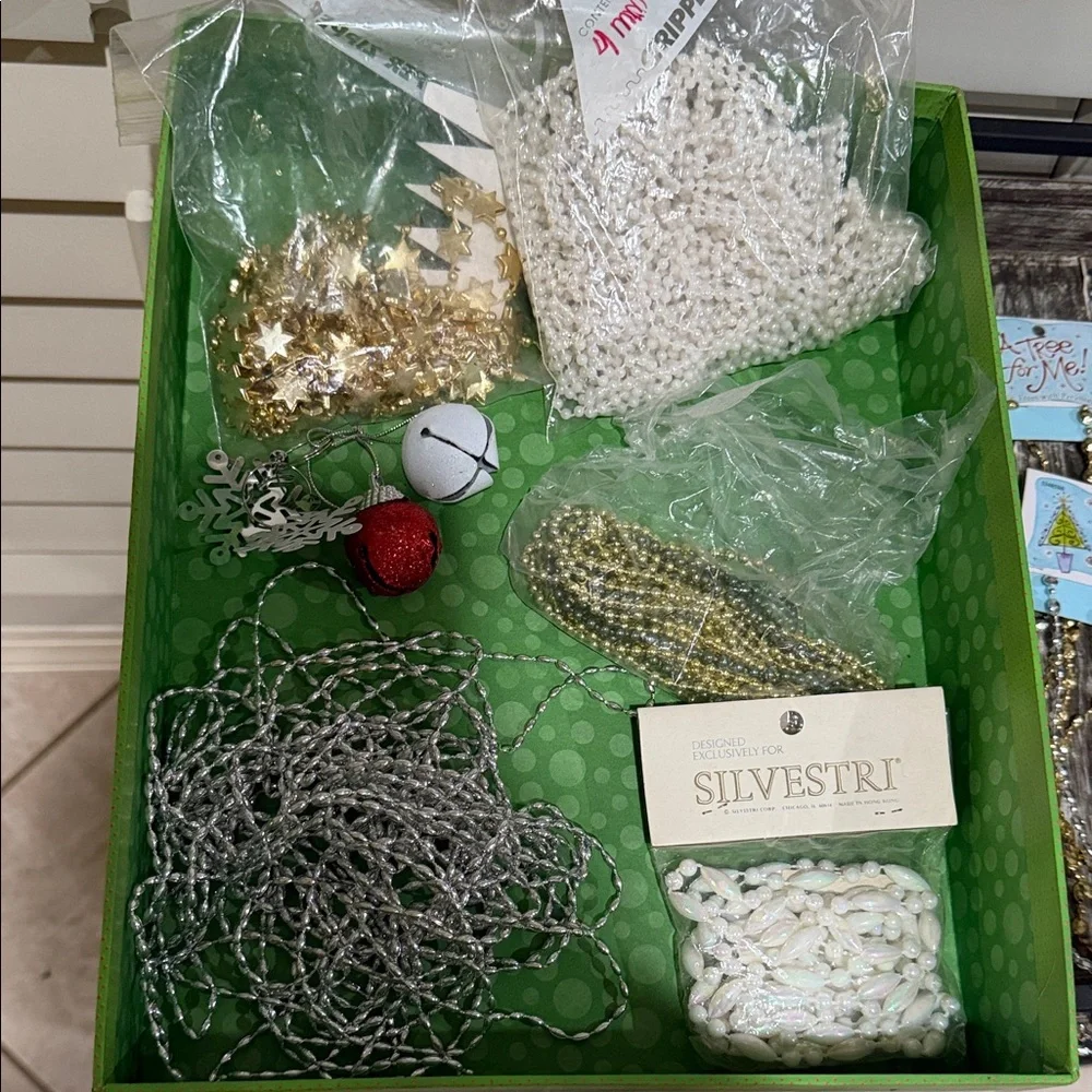 Festive Holiday Garland Set with Snowflakes and Bells & Ornament & Box
